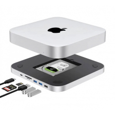 USB-хаб кардрідер та карман MISSION Type-C 9 в 1 Aluminum із слотом для SATA HDD/SSD Grey для Mac mini та інших пристроїв (MC25H)