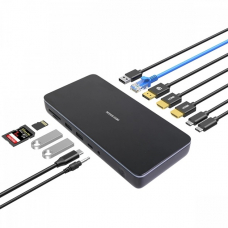 Універсальний USB-хаб кардрідер MISSION CD100 12 в 1 Aluminum з 3 виходами на монітори (CD100)