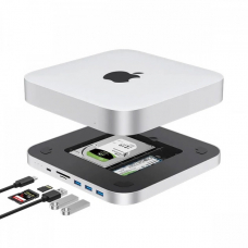 USB-хаб кардрідер та карман MISSION Type-C 8 в 1 Aluminum із слотом для SATA HDD/SSD і M.2 NVMe и NGFF Grey для Mac mini та інших пристроїв (MC25PRO)