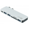 USB-хаб Qitech Aluminum Mini Type-C + Type-A + MicroSD + SD адаптер, перехідник для Macbook Pro и Air Silver
