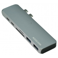 USB C хаб MISSION Aluminum Type-C Hub Type-A HDMI 4K MicroSD SD адаптер, перехідник для Apple MacBook Space Gray