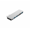 USB-хаб Qitech Aluminum Mini Type-C + Type-A + MicroSD + SD адаптер, перехідник для Macbook Pro и Air Silver