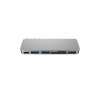 USB-хаб Qitech Aluminum Mini Type-C + Type-A + MicroSD + SD адаптер, перехідник для Macbook Pro и Air Silver