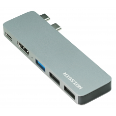 USB C хаб MISSION Aluminum Mini Type C + USB-A + HDMI адаптер, перехідник для Macbook Space Grey