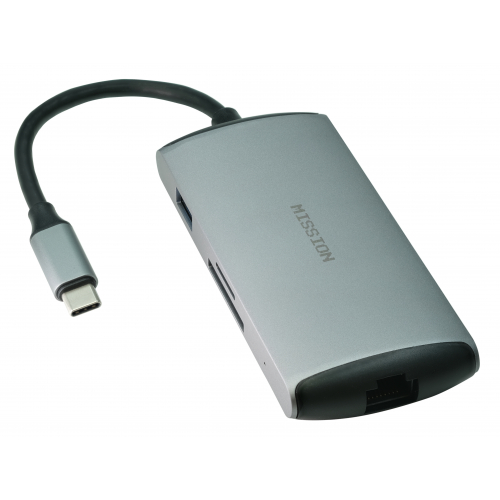 USB C хаб MISSION 8 в 1 AluminumUSB C Hub Gigabit LAN port + Type C