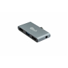 USB-хаб Qitech Type-C 5 в 1 Aluminum Mini Type-C + USB-A + HDMI+ 3,5 mm jack адаптер, перехідник Space Grey